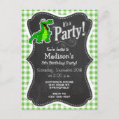 Cute Gator Green Gingham Uitnodiging Briefkaart (Voorkant)