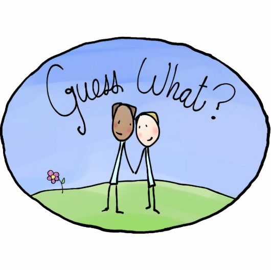 Cute Gay Couple Raad wat Fotobeeldje Ornament (Voorkant)