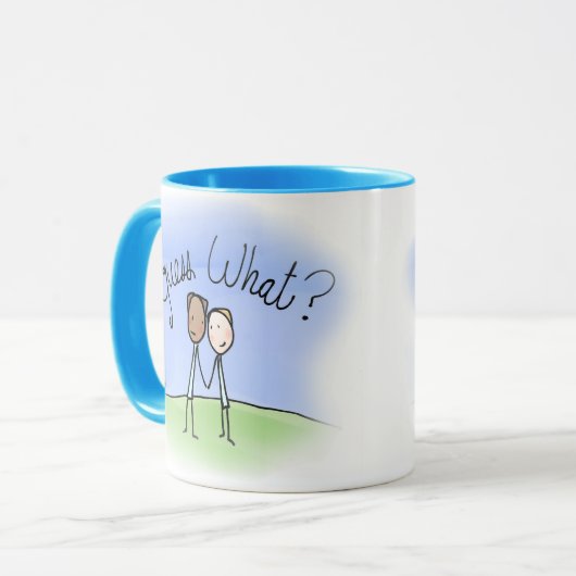 Cute Gay Couple Raad wat Mok (Voorkant links)