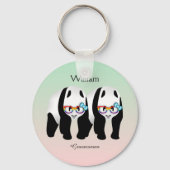 Cute Gay Pandas Rainbow Weargging Glasses Sleutelhanger (Voorkant)