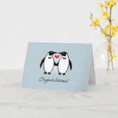 Cute Gay Penguins Wedding Gefeliciteerd Kaart (Gele Bloem)