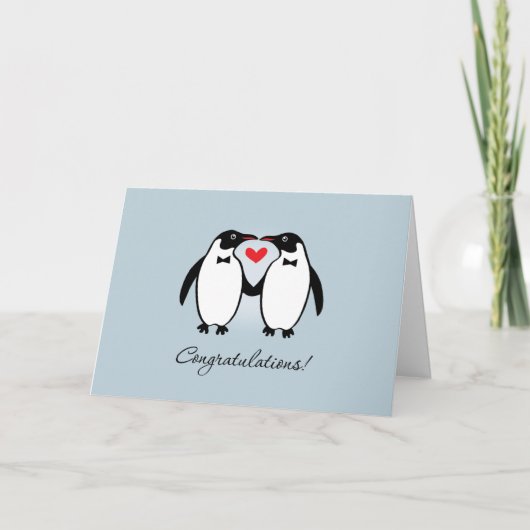 Cute Gay Penguins Wedding Gefeliciteerd Kaart (Voorkant)