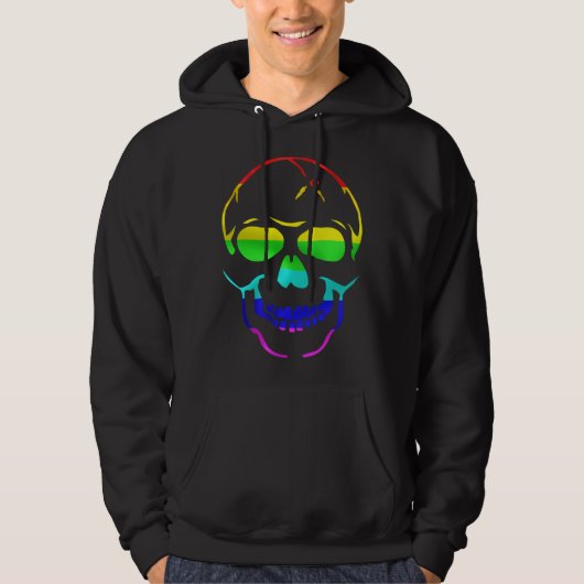 Cute Gay Pride Rainbow Flag Sugar Skull Hoodie (Voorkant)