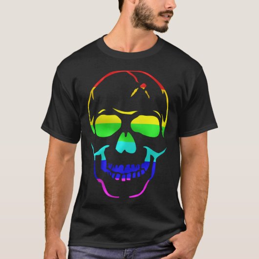Cute Gay Pride Rainbow Flag Sugar Skull T-shirt (Voorkant)