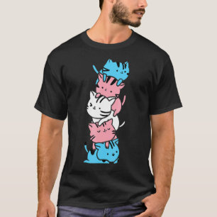 Cute Gay Pride Transgender Cat Pile Lgbt Flag Supe T-shirt