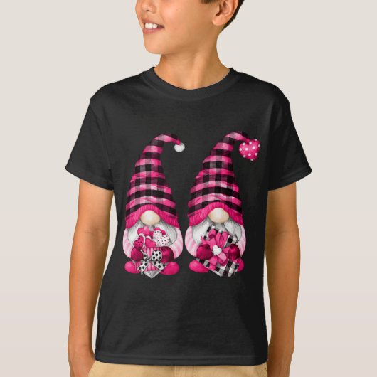 Cute Gay Valentijnsdag Gnomen voor hem roze buffer T-shirt (Voorkant)