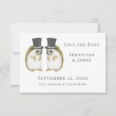 Cute Gay Wedding Hedgel Couple Save the Date (Voorkant)