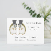 Cute Gay Wedding Hedgel Couple Save the Date (Staand voorkant)