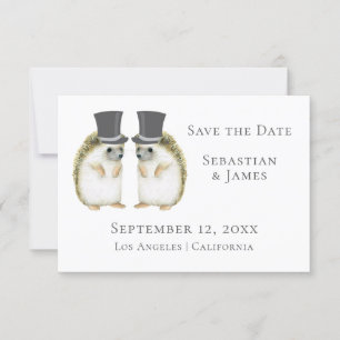 Cute Gay Wedding Hedgel Couple Save the Date