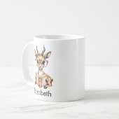 Cute Gazelle Reading a Book Custom Koffiemok (Voorkant links)