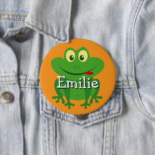 Cute geanimeerde kikker naam knoppen voor kinderen ronde button 4,0 cm