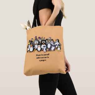 Cute geanimeerde pinguïns tote bag