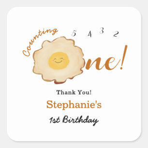 Cute Gebakken Ei 1e Verjaardag Vierkante Sticker