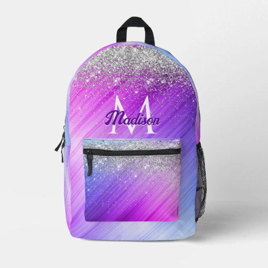 Cute geborsteld paars faux bedrukte rugzak (Voorkant)