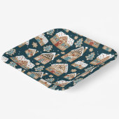 Cute Gebruine Huizen & Koekjes Blauw Kerstmis Papieren Bordje (Gebogen)