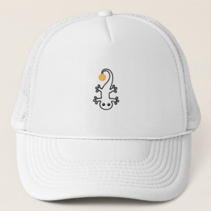 Cute Gecko Eén Lijn Met Een Gele Bal Trucker Pet
