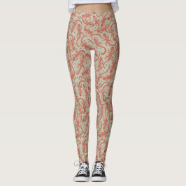 Cute Gecko Hagedis Patroon in Terracotta & Beige Leggings