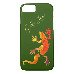 Cute gecko lizard reptile art. 	iPhone 8/7 hoesje