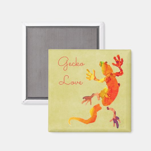 Cute gecko lizard reptile art. magneet (Voorkant / Achterkant)
