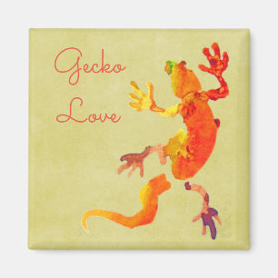 Cute gecko lizard reptile art. magneet