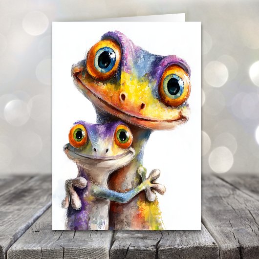 Cute Geckos Father's Day Feestdagen Kaart