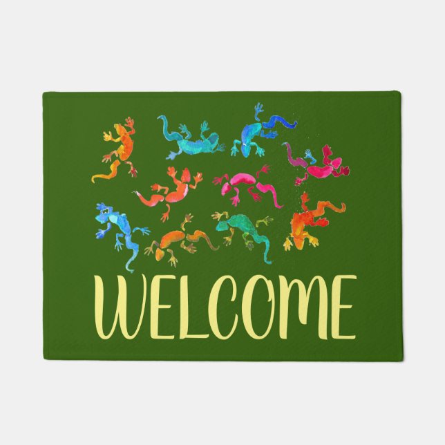 Cute geckos lizard welkomstmat deurmat (Voorkant)