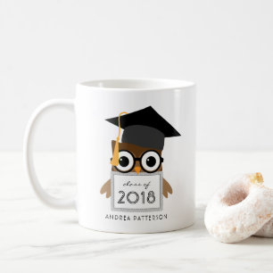 Cute Geeky Afstuderen Owl Persoonlijk Afstuderen Koffiemok