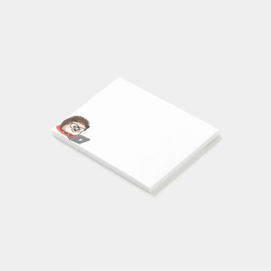 Cute Geeky Nerdy Egel op een laptop Post-it® Notes (Schuin)