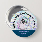 Cute Geeky Unicorn Teaching Statement Button (Voorkant /achterkant)