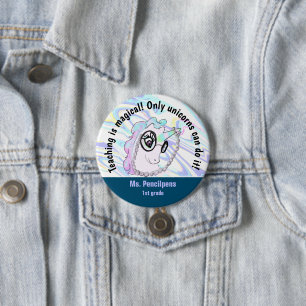 Cute Geeky Unicorn Teaching Statement Button