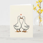 Cute Geese Couple Love Card Kaart (Gele Bloem)