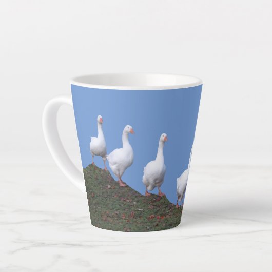 Cute Geese Cust. Blauwe latte Mok (Linkerhoek)