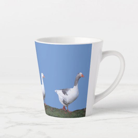 Cute Geese Cust. Blauwe latte Mok (Rechts)