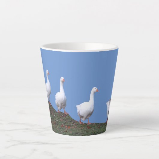 Cute Geese Cust. Blauwe latte Mok (Voorkant)