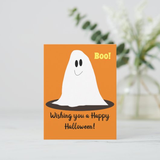 Cute geest Halloween briefkaart (Staand voorkant)
