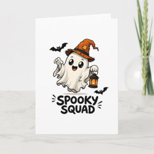 Cute Geest Heksenhoed Halloween Boo Crew Kaart