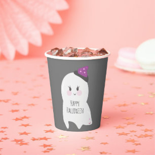 Cute Geest Heksenhoed Halloween Grijs Papieren Bekers