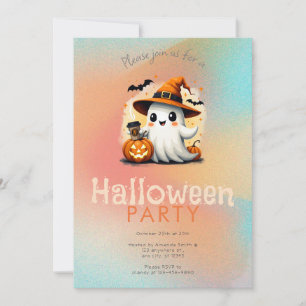 Cute Geest Heksenhoed Koffie Halloween Feest Kaart