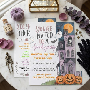 Cute Geest Huis Halloween Feestje Kaart