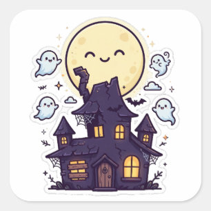 Cute Geest Huis Volle Maan Halloween Sticker