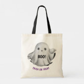 Cute geest met paarse heksenjacht pet boo Hallowee Tote Bag (Achterkant)