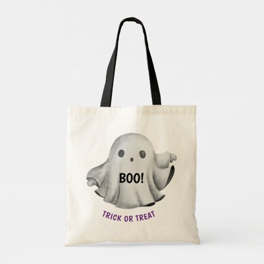Cute geest met paarse heksenjacht pet boo Hallowee Tote Bag (Achterkant)