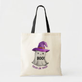 Cute geest met paarse heksenjacht pet boo Hallowee Tote Bag (Voorkant)