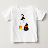 Cute geest met zwarte kat viert halloween (Voorkant)