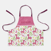 Cute geïllustreerd dino patroonmonogram en naam ap schort (Voorkant)