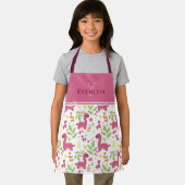 Cute geïllustreerd dino patroonmonogram en naam ap schort (Insitu)