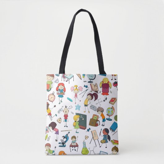 Cute geïllustreerd Terug naar schoolkinderen Tote Bag (Voorkant)