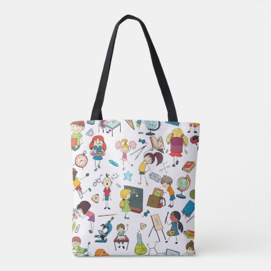 Cute geïllustreerd Terug naar schoolkinderen Tote Bag (Achterkant)