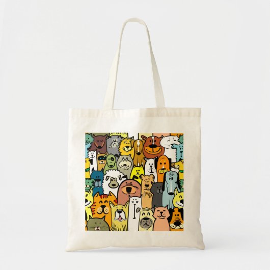 Cute geïllustreerde honden en katten tote bag (Voorkant)