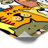 Cute geïllustreerde katten en honden poster (Hoek)